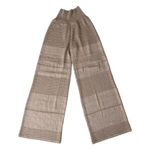 Pepa Pombo Tan Synthetic Knitted Flare Pants M